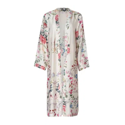 Soah Women's Romance White Floral Kimono