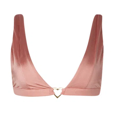 Soah Women's Rose Gold Love Metallic Rose Triangle Bikini Top