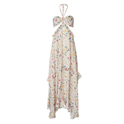 Soah Women's Victoria Floral Cut Out Ruffled Maxi Dress In Neutral