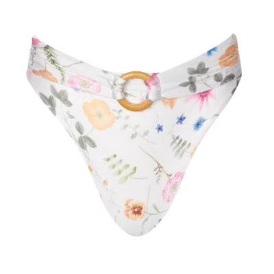 Soah Women's White Riley Floral High Waisted Bottom