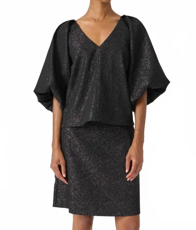 Soaked In Luxury Cahlina V-neck Balloon Sleeves Blouse In Grey In Black
