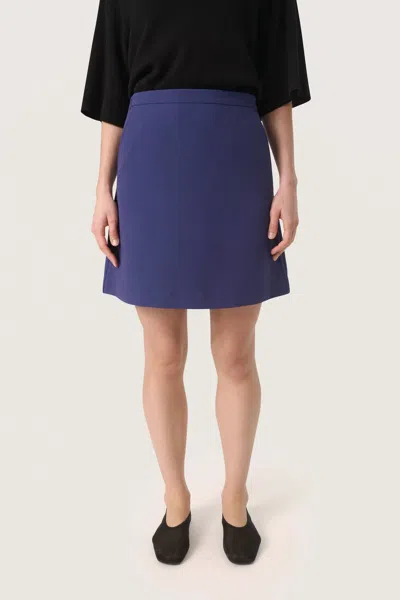 Soaked In Luxury Corinne A-line Silhouette Mini Skirt In Patriot Blue