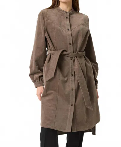 Soaked In Luxury Helle Corduroy Knee Length Shirt Midi Dress In Morel In Brown