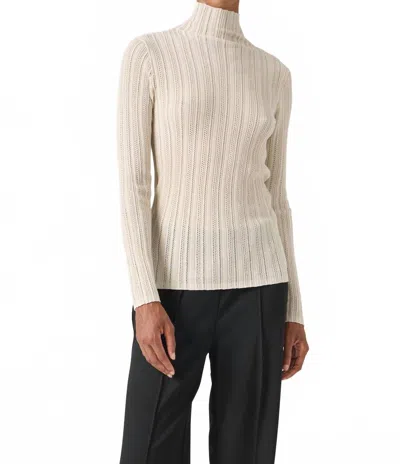 Soaked In Luxury Laisa Metallic Turtleneck Pullover Sweater In Cream In White