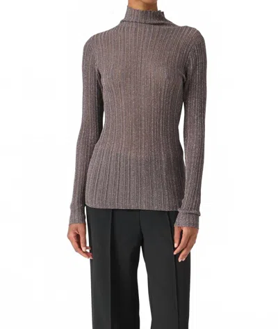 Soaked In Luxury Laisa Metallic Turtleneck Pullover Sweater In Grey In Gray