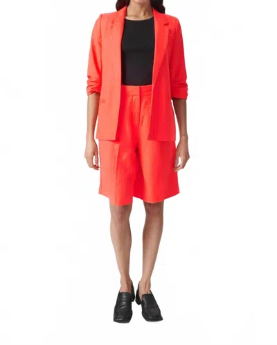 Soaked In Luxury Malia Open Front Notch Lapel Blazer In Hot Coral In Multi