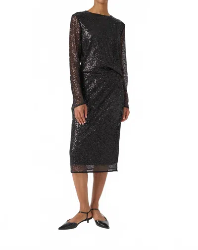 Soaked In Luxury Sladea Sequins Straight Fit Midi Skirt In Black