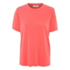 SOAKED IN LUXURY SLCOLUMBINE HOT CORAL LOOSE FIT T-SHIRT