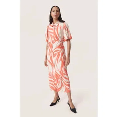 Soaked In Luxury Slwynter Midi Dress In Hot Coral In Pink
