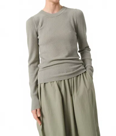 Soaked In Luxury Spina Slim Fit Crew Neck Pullover Sweater In Shadow In Green