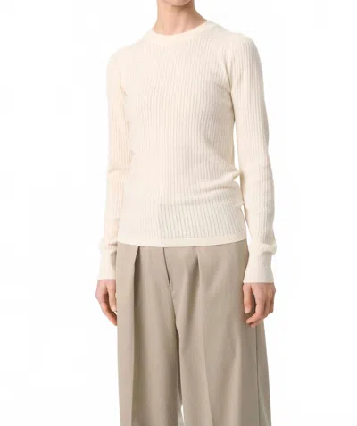 Soaked In Luxury Spina Slim Fit Crew Neck Pullover Sweater In Whisper White