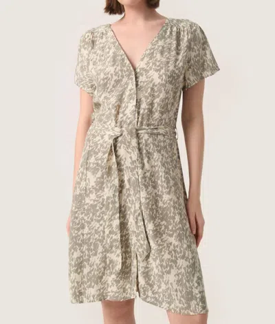 Soaked In Luxury Sylvia V-neck Short Sleeve Belt Mini Dress In Shadow Drop Print In Multi