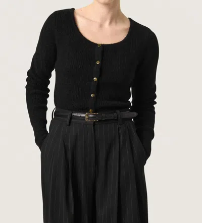 Soaked In Luxury Tuesday Slim Fit Button Cardigan In Black