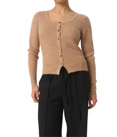 Soaked In Luxury Tuesday Slim Fit Button Cardigan In Burro In Gold