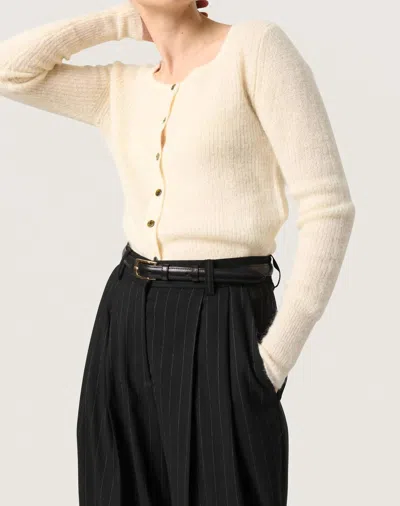 Soaked In Luxury Tuesday Slim Fit Button Cardigan In Whisper White In Neutral