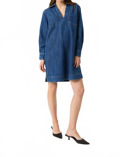Soaked In Luxury Zianna Long Sleeve Collar Dress In Medium Blue Denim