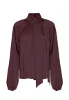 Soallure Blouse In Satin Woman  With Scarf In Burgundy