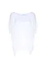 Soallure Blue Woman  Lace Sleeves In White