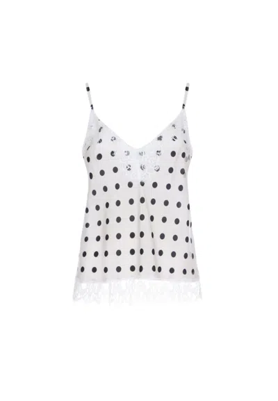 Soallure Top Woman  Polka Dots And Lace In White