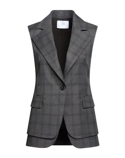 Soallure Woman Blazer Charcoal Size 2 Polyester, Viscose, Elastane In Gray