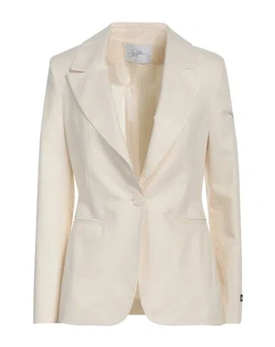 Soallure Woman Blazer Cream Size 6 Viscose, Polyester