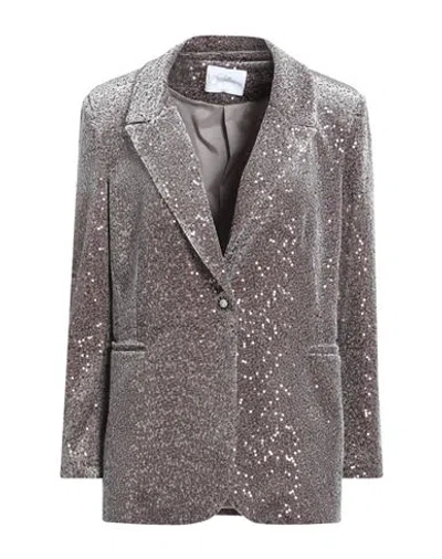 Soallure Woman Blazer Grey Size 8 Polyester, Elastane In Gray