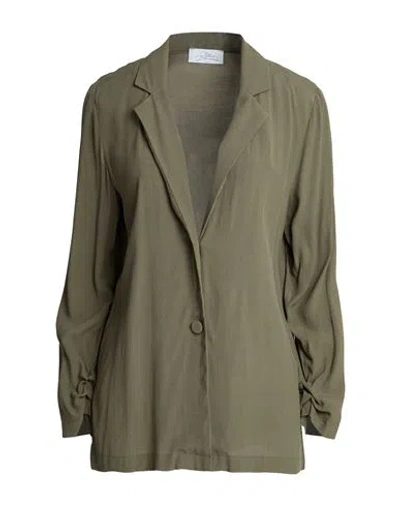 Soallure Woman Blazer Military Green Size 6 Viscose