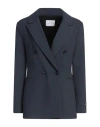 Soallure Woman Blazer Navy Size 6 Polyester, Viscose, Elastane In Navy