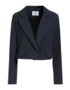 Soallure Woman Blazer Navy Size 6 Polyester, Viscose, Elastane In Blue