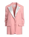 Soallure Woman Blazer Pink Size 8 Linen, Viscose In Pink