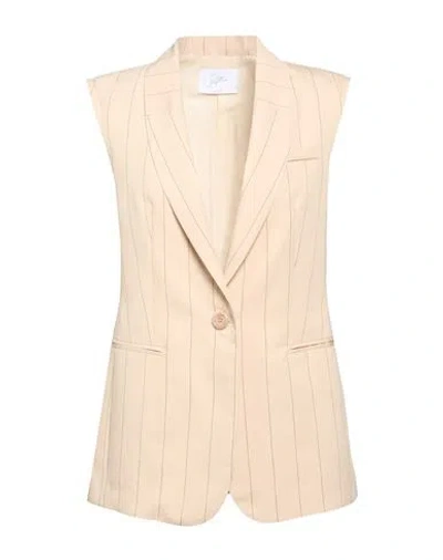 Soallure Woman Blazer Sand Size 2 Viscose, Polyester In Beige