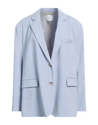 Soallure Woman Blazer Sky Blue Size 8 Polyester, Viscose, Elastane