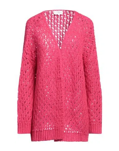 Soallure Woman Cardigan Fuchsia Size M Acrylic, Polyamide, Mohair Wool In Pink