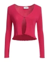 Soallure Woman Cardigan Fuchsia Size M Viscose, Pbt - Polybutylene Terephthalate In Pink