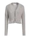 Soallure Woman Cardigan Grey Size M Viscose, Metallized Polyamide In Grey
