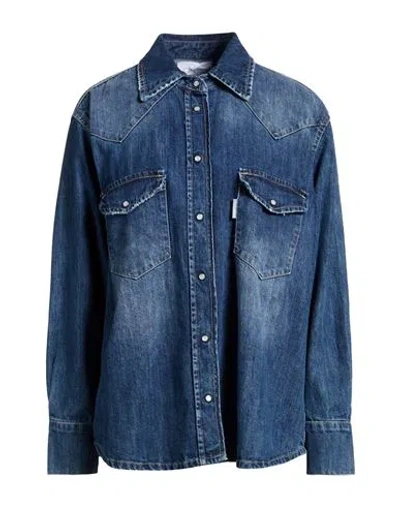 Soallure Woman Denim Shirt Blue Size 6 Cotton