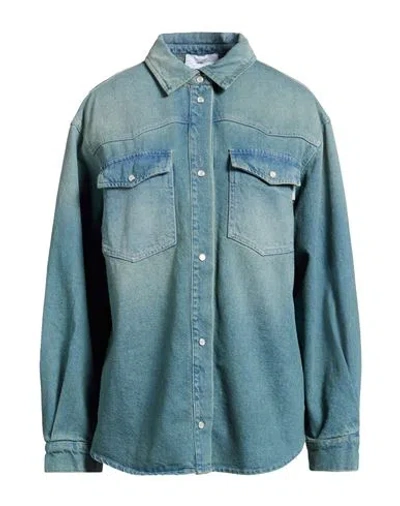 Soallure Woman Denim Shirt Slate Blue Size 8 Cotton