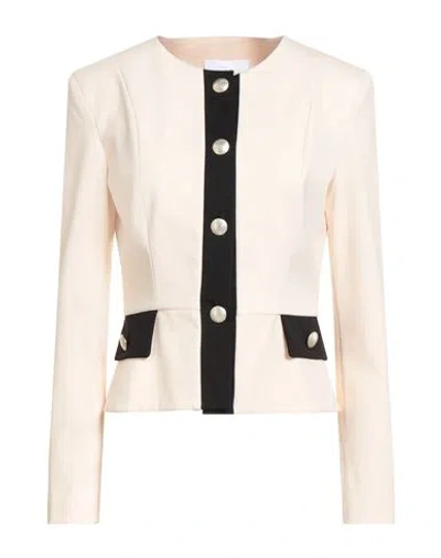 Soallure Woman Jacket Ivory Size 8 Cotton, Polyamide, Elastane