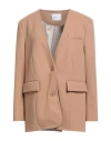 Soallure Woman Jacket Sand Size 6 Polyester In Brown