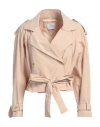 Soallure Woman Jacket Sand Size 6 Polyester In Beige