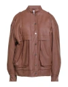 Soallure Woman Jacket Tan Size 4 Polyester, Polyurethane