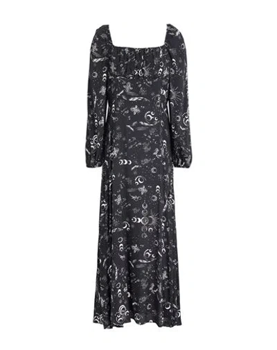 Soallure Woman Maxi Dress Black Size 6 Viscose In Animal Print