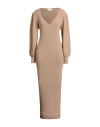 Soallure Woman Maxi Dress Camel Size S Viscose, Wool, Polyamide, Cashmere