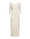 Soallure Woman Midi Dress Beige Size M Viscose, Polyamide