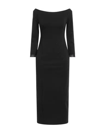 Soallure Woman Midi Dress Black Size 6 Cotton, Polyamide, Elastane