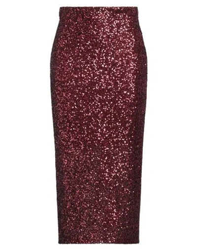 Soallure Woman Midi Skirt Brick Size 6 Polyester, Elastane In Red