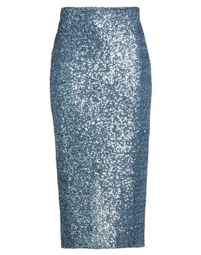 Soallure Woman Midi Skirt Pastel Blue Size 8 Polyester, Elastane