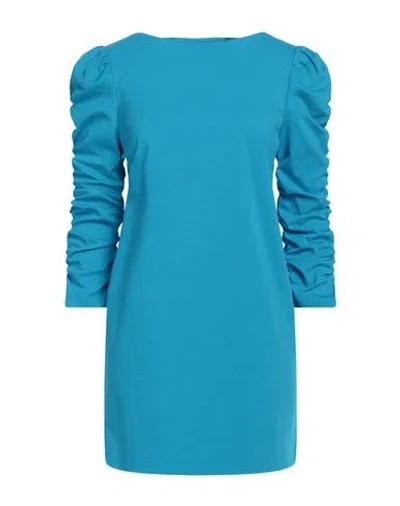 Soallure Woman Mini Dress Azure Size 10 Cotton, Polyamide, Elastane In Blue