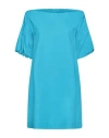 Soallure Woman Mini Dress Azure Size 8 Cotton, Polyamide, Elastane In Blue