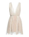 Soallure Woman Mini Dress Beige Size 6 Polyester, Elastane